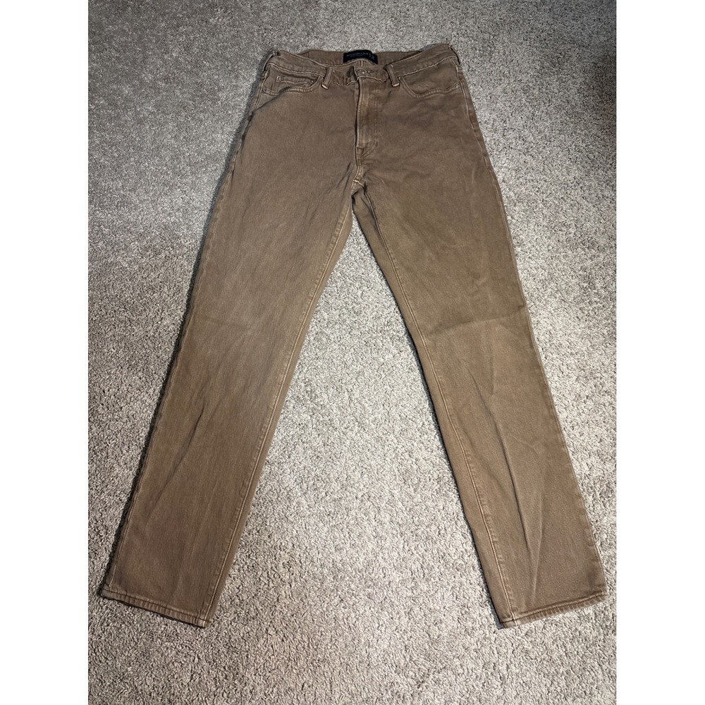 Abercrombie & Fitch Mens Straight Leg Jeans Brown Denim Pants 32/34 inseam